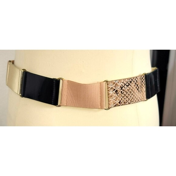 Chico’s Mixed Print Hip Belt Tan Black Snake - Size L - Picture 2 of 7